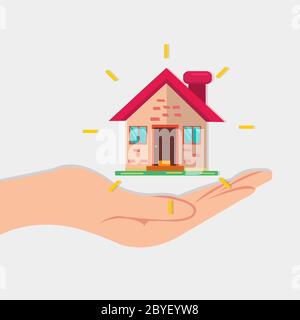 house with hand for real estate loan concept vector illustration Stock Vector