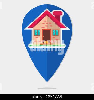 pin location with house for real estate location concept vector illustration Stock Vector