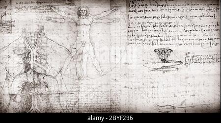 Photo of the Vitruvian Man by Leonardo Da Vinci Stock Photo