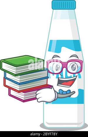 A mascot design of milk bottle student character with book Stock Vector ...