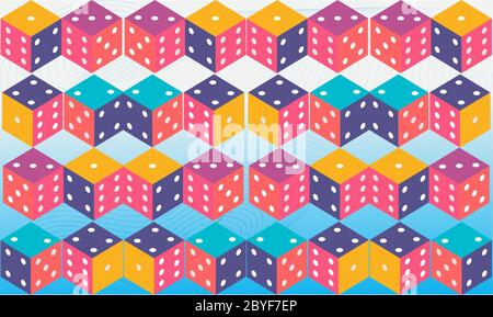 digital textile design of dice art on abstract background Stock Vector