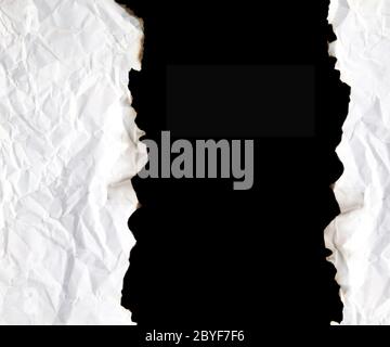 burnt edge paper with space for text on black background Stock Photo