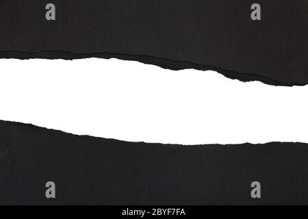 Torn black Paper with space for text on white background Stock Photo