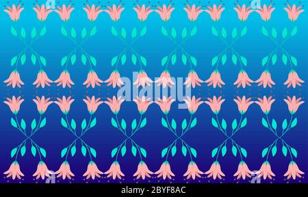 digital textile design on flowers and leaves Stock Vector