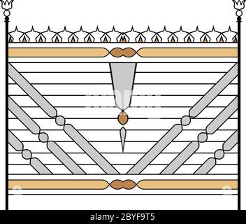 Wrought Iron Gate, Door, Fence, Window, Grill, Railing Design Stock Vector