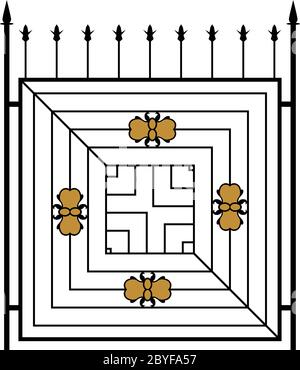 Wrought Iron Gate, Door, Fence, Window, Grill, Railing Design Stock Vector