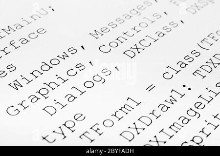 Printed computer code Stock Photo