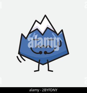An Illustration of Cute Mountain Icon Mascot Vector Character in Flat Design Style Stock Vector