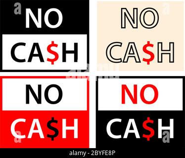 No Cash Dollar Label Vector Illustration Stock Vector