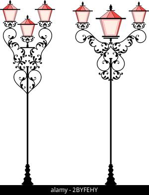 Wrought Iron Street Lamp Post Vector Illustration Stock Vector