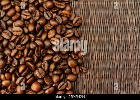 Coffee Beans over Wood Background Stock Photo