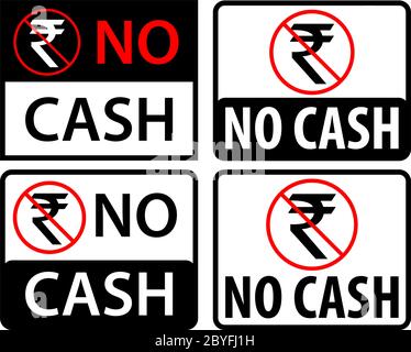 No Cash Rupee Label Vector Illustration Stock Vector