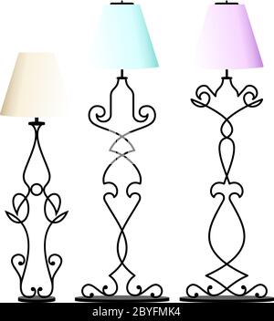 Wrought Iron Table Floor Lamp Vector Illustration Stock Vector