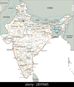 High detailed India road map with labeling Stock Vector Image & Art - Alamy