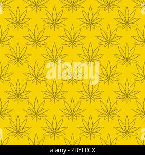 Marijuana leafs or cannabis leafs weed seamless pattern on white background Stock Vector