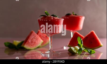 Frozen watermelon margaritas.  Stock Photo