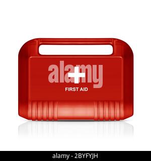 Red first aid kit Stock Photo