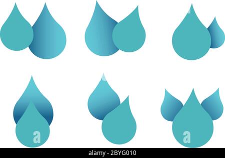 Vector design of water drops in turquoise isolated on white background Stock Vector
