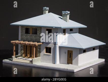 A 3D printed architecture model house in gypsum. Stock Photo