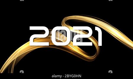 2021 New Year Abstract shiny color gold wave design element Stock Vector