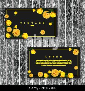 Set of vintage horizontal floral cards template Stock Vector