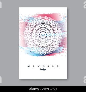 Invitation, wedding card template with hand drawn mandala, water Stock Vector