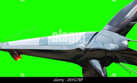 Sci fi fufturistic ship. Concept of future. Green screen. 3d rendering. Stock Photo