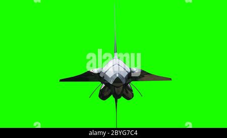 Sci fi fufturistic ship. Concept of future. Green screen. 3d rendering. Stock Photo