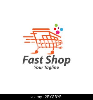 Unique Shopping And Retail Logo Template,Speed Shop And Shopping Logo Design Element Stock Vector