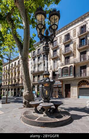 Font de Canaletes ornate fountain, Rambla street, Barcelona, Catalonia, Spain Stock Photo