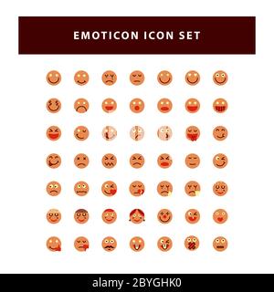 set of Emotion icon with flat style design vector Stock Vector