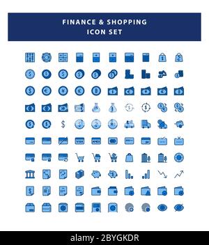 set of payment and finance icon with filled outline style design vector Stock Vector