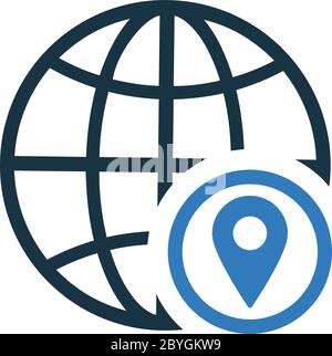 Global location or navigation icon, vector graphics Stock Vector