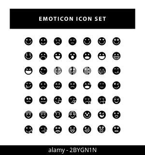 set of Emotion icon with glyph style design vector Stock Vector