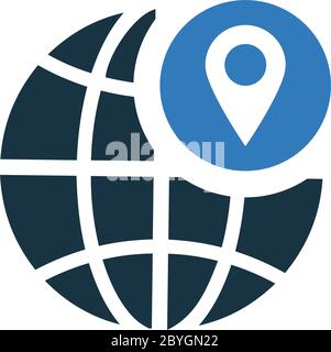 Global location or navigation icon, vector graphics Stock Vector