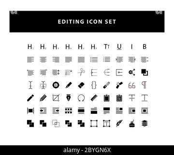 set of Editing Design icon with glyph style design vector Stock Vector