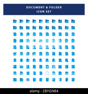 set of Document and Folder icon with flat style design vector Stock Vector