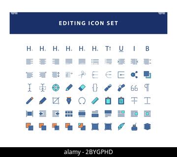 set of Editing Design icon with filled outline style design vector Stock Vector