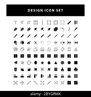 set of editing Design icon with glyph style design vector Stock Vector