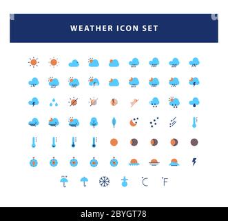 set of weather icon with flat style design vector Stock Vector