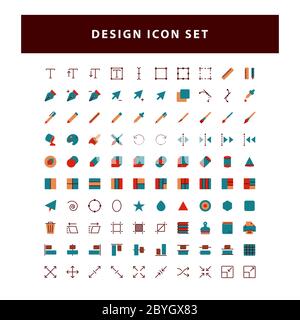 set of editing Design icon with flat style design vector Stock Vector