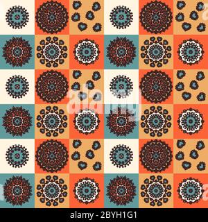 Seamless hand drawn mandala pattern for printing on fabric or pa Stock Vector
