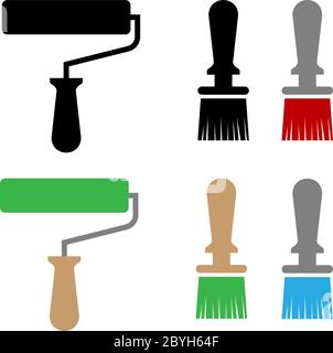 Painters Roller Brush Icon Vector art Illustration Stock Vector