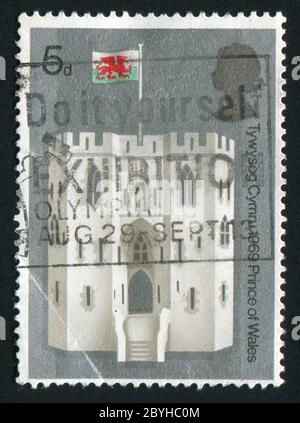 GREAT BRITAIN - CIRCA 1969: stamp printed by Great Britain, shows Caernarvon castle, circa 1969. Stock Photo