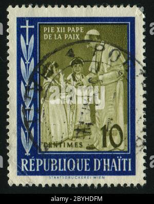 HAITI - CIRCA 1959: Pope Pius XII and Children, circa 1959. Stock Photo