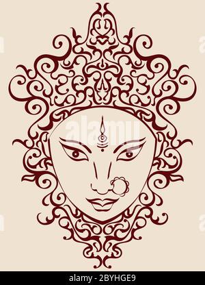 Devi Durga maa Skech/ Easy way to Draw Devi Durga/ Mural Sketch/ How to Draw  Durga Mata Step by Step | Book art drawings, Small canvas art, Durga  painting