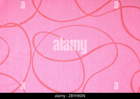 Pink printed fabric with red lines Stock Photo