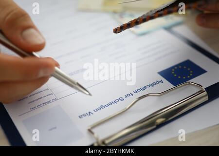 Focus on mans hand Stock Photo