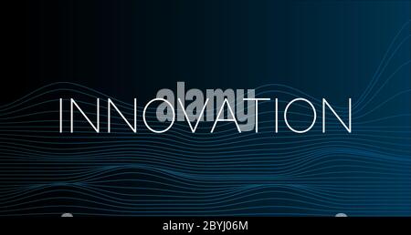 Word INNOVATION on dark blue background with thin lines, vector illustration Stock Vector