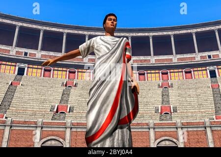 Senator in the Colosseum 3d rendering Stock Photo